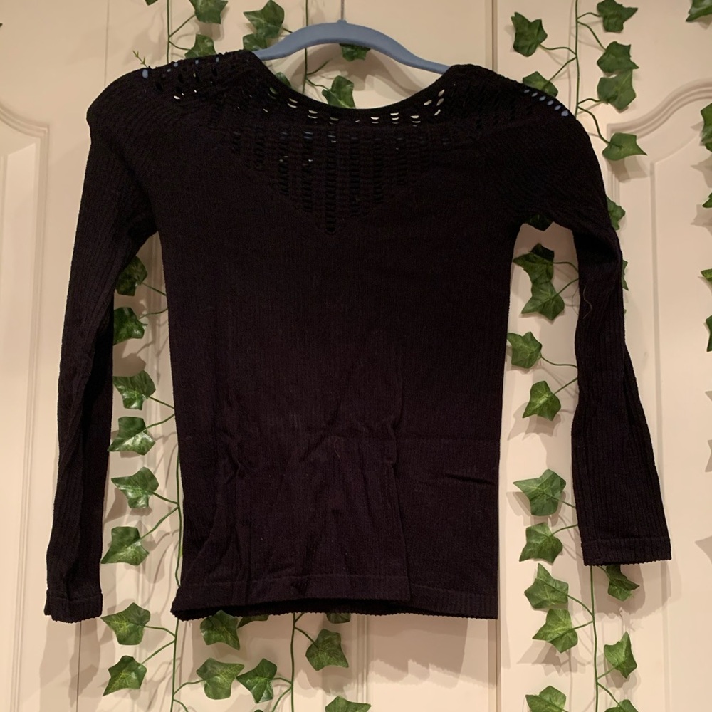 FOREVER 21 black holey ribbed top from